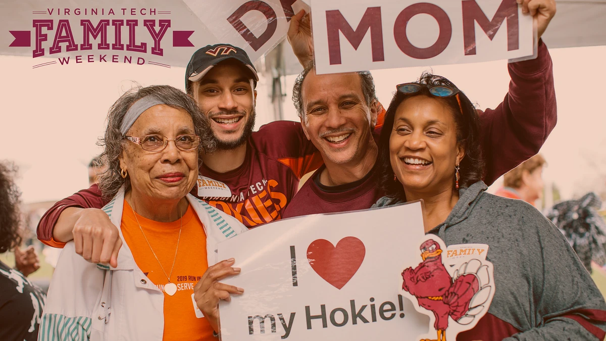 A multi-generational Hokie Family enjoying time together at Family Weekend.